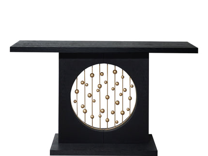 Console Table With Circular Art Decor For Living Room - Multi