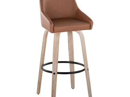 Hannah - Transitional Fixed Height Barstool With Swivel With Round Footrest (Set of 2)