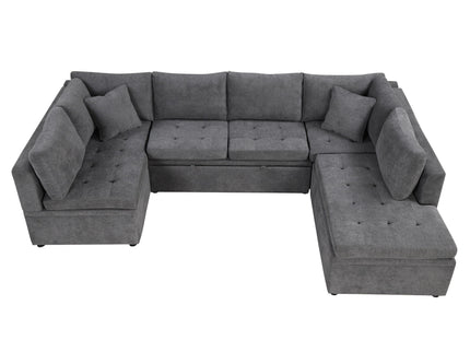 Oversized Sectional Sofa U-Shaped Sofa Couch Pull-Out Sofa Bed With Two Throw Pillows For Living Room
