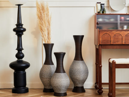 Tall Designer Floor Vase With Elegant 2 Tone