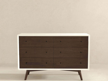 Dresser 6 Drawer - Dark Brown / White