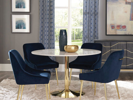 Raleigh - Pedestal Dining Table - White Marble
