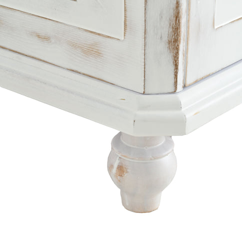 Vintage Display Cabinet With Double Glass Doors, Traditional Style Hutch For Home Or Workspace Washed - White Washed
