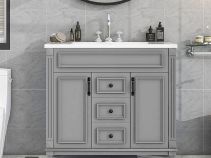 Bathroom Vanity With Top Sink, Basin On Cabinet With 2 Soft Closing Doors And 2 Drawers