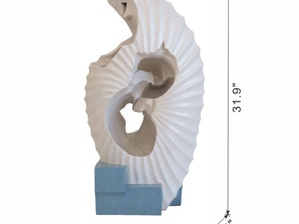 Abstract Water Fountain With Base With Light, For Indoor And Outdoor - White / Blue