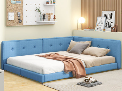 Modern Upholstered Platform Bed With USB Ports And LED Belt