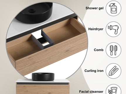 Wall Mounted Bathroom Vanity With Art Sink & 1 Soft Close Drawer