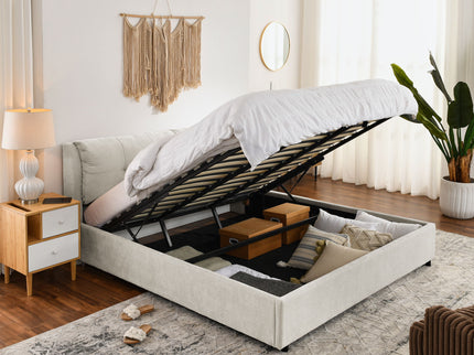 Storage Upholstered Hydraulic Platform Bed With Integrated Headboard
