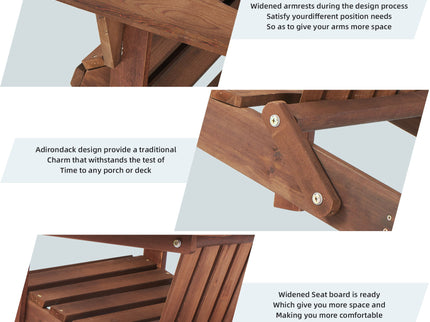 Lounge Patio Chair For Garden Outdoor Wooden Folding Adirondack Chair (Set of 2) Solid Cedar Wood Lounge Patio Chair For Garden