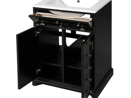 Bathroom Vanity With Drawer And Soft-Closing Doors, Sink Storage Cabinet For Small Spaces - Black