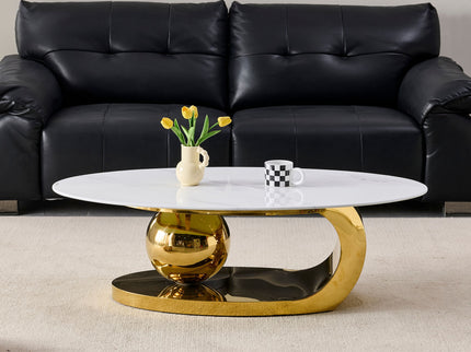 Oval Coffee Table With Geometric Precision