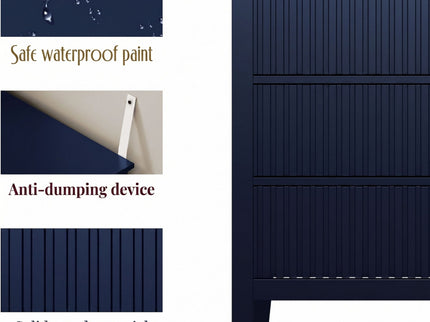 Fluted 3 Drawer Nightstand With Soft Close Slides