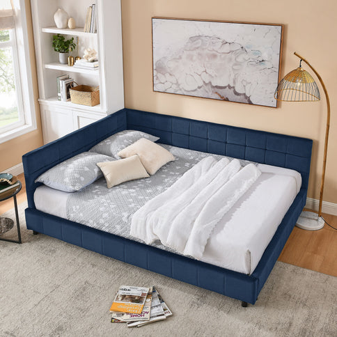 Elegant Design Storage Upholstered Tufted Bed Frame With Backrest And Armrests