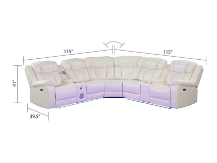 Challenger - Recliner Sectional Sofa, Built In USB, C Ports & Bluetooth
