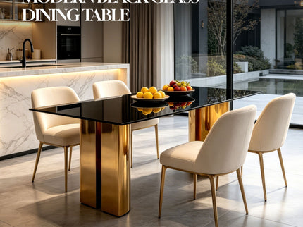 Rectangular Dining Table - Gold / Black