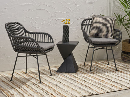 Outdoor Rattan Accent Chair With Metal Legs