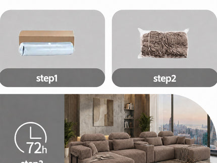 U-Shaped Sectional Sofa With Chaise Lounge And Cup Holders