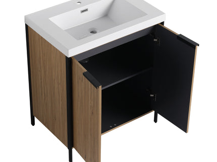 Modern Freestanding Bathroom Vanity With Resin Sink & Soft Close Cabinet Doors