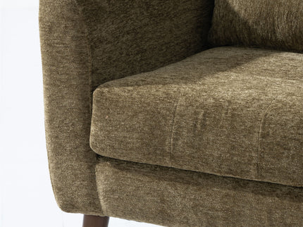 Modern Accent Chair, Arm Chairs For Living Room, Upholstered Mordern Armchair, Comfy Soft Padded Lounge Chair In Small Space, Bedroom, With Pillow, Solid Wood Leg