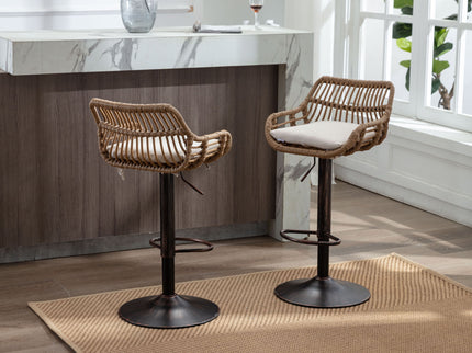Modern Swivel Bar Stools Adjustable Counter Chairs With Footrest (Set of 2)