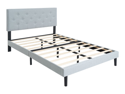 Modern Upholstered Platform Bed Frame With Button Tufted Fabric Headboard