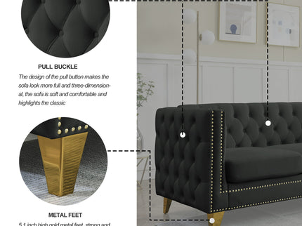 Modern Sofa With Button Tufting, Upholstered Couch For Living Room