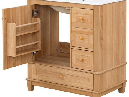 Freestanding Bathroom Vanity With Sink, Soft Close Doors & Drawers, Ample Storage - Wood