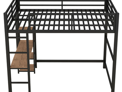 Loft Bed With Built In Desk And Storage Shelves, Full Size - Black
