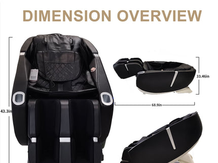 SL Type Pulley Guide, 2D Motor-Massage Manipulator-Space Saver Design, Track Sliding Zero Gravity Multifunction Massage Chair - Black
