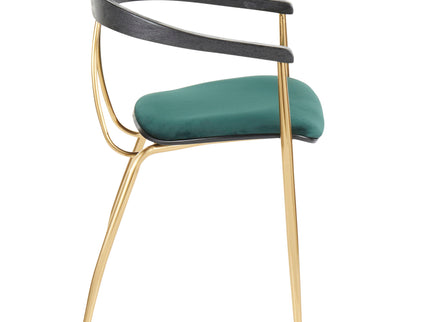 Vanessa - Contemporary Chair (Set of 2) - Gold / Green - Black