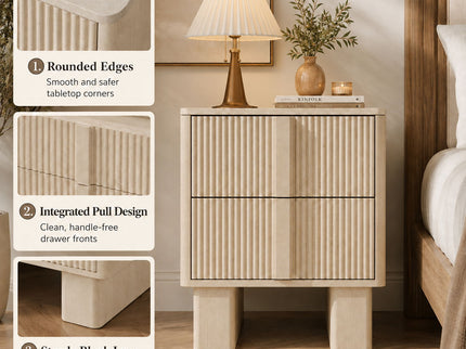 Nightstand With Charging Station And 2 Storage Drawers