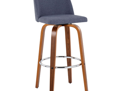 Toriano - Mid Century Modern Fixed Height, Barstool With Swivel With Round Footrest (Set of 2)