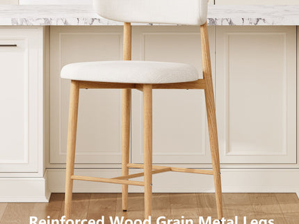 Upholstered Counter Height Bar Stools For Kitchen Island (Set of 2) - Beige
