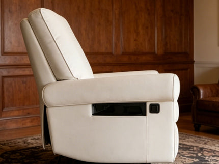 Manual Button Armchair Sofa With 360 Degree Rotation - White