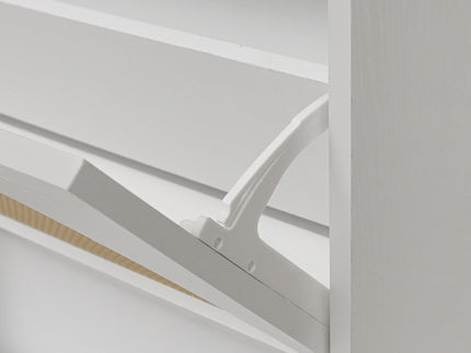 2 Door Shoe Rack, Rattan, Double Layer, Suitable For Living Room, Hallway - White