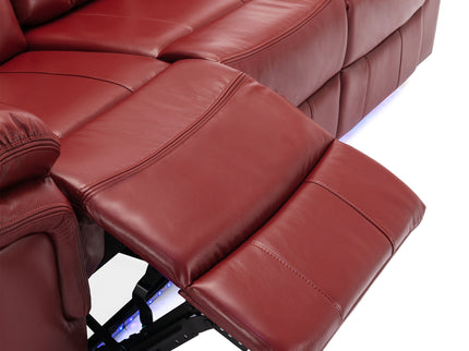 Home Theater Seating Manual Recliner Chair With Center Console And Led Light Strip For Living Room