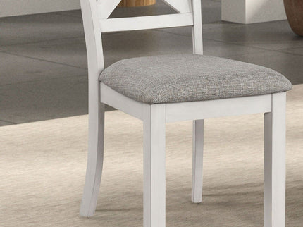 Dining Chairs With Cross Back, Cushion Seat (Set of 2) - White