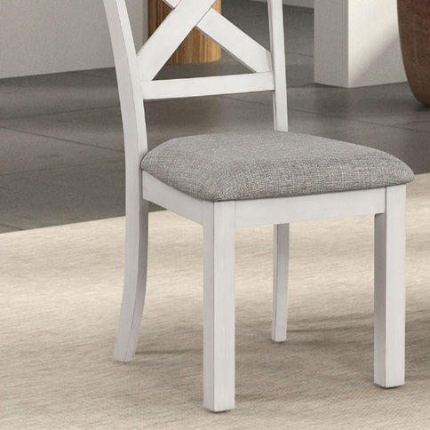 Dining Chairs With Cross Back, Cushion Seat (Set of 2) - White
