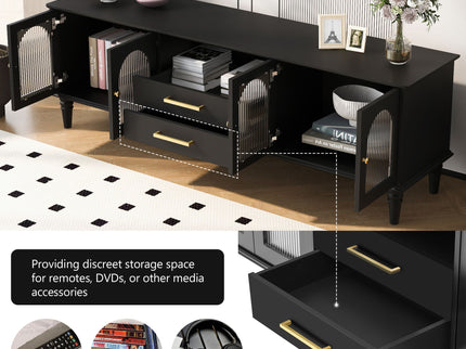 TV Stand For TVs Up To 75", Entertainment Center Media Console For Living Room - Black