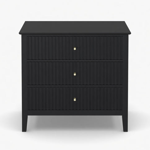 Fluted 3 Drawer Nightstand With Soft Close Slides