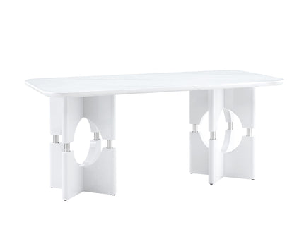 Modern Dining Table With Sleek Hollow-Out Frame And Accents