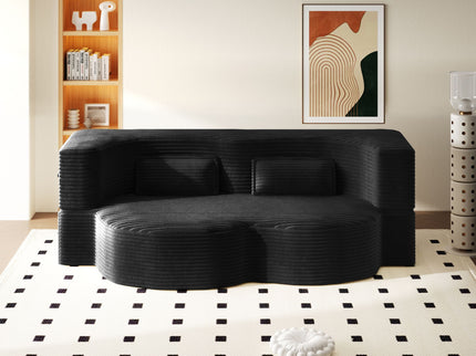 Modern Floor Sofa With 2 Pillows, Convertible Twin Size Folding Mattress For Living Room