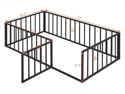 Metal Floor Bed Frame With Fence And Door