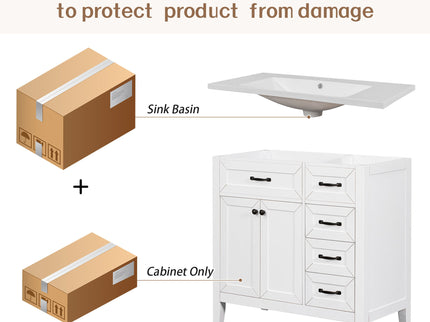 Modern Bathroom Vanity With Sink, Freestanding With Drawers And Doors