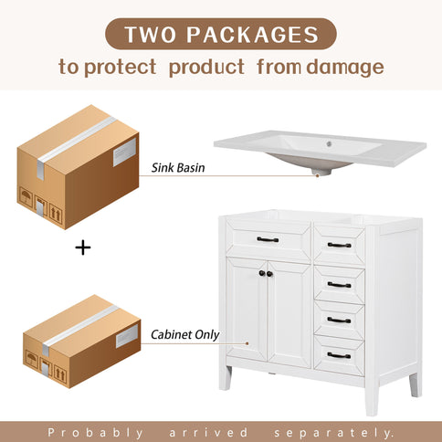 Modern Bathroom Vanity With Sink, Freestanding With Drawers And Doors