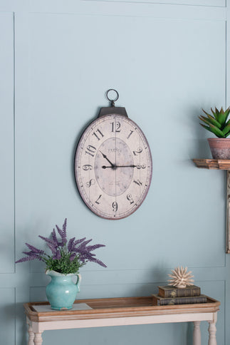 Antique Oval Wall Clock, Traditional Vintage Home Decor Clock - Ivory