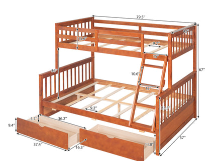 Bunk Bed With Ladders And 2 Storage Drawers