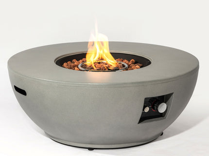 Propane Gas Fire Pit Table, 50000 Btu, Round With Tank Holder For Outside - Gray