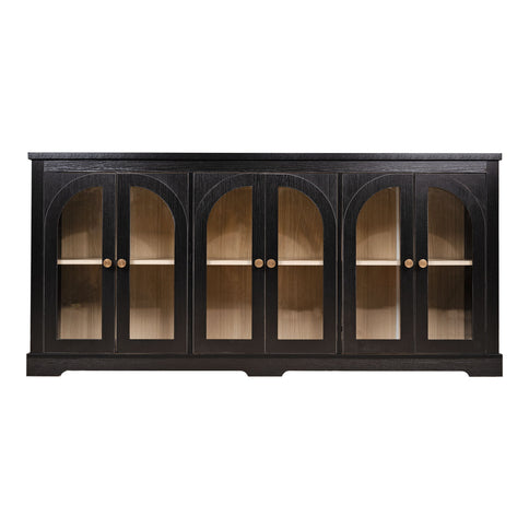 Modern Arched Glass Sideboard With 6 Doors, Buffet Cabinet With Storage And Adjustable Shelves