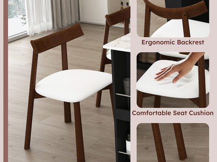 Retro Kitchen Island Set With Chairs, Extendable & Rotating Table, 4 Drawers & Door Cabinets